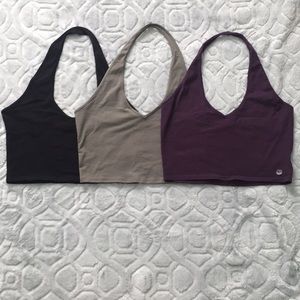 3 Express Halter Tops; Black, Green, Purple